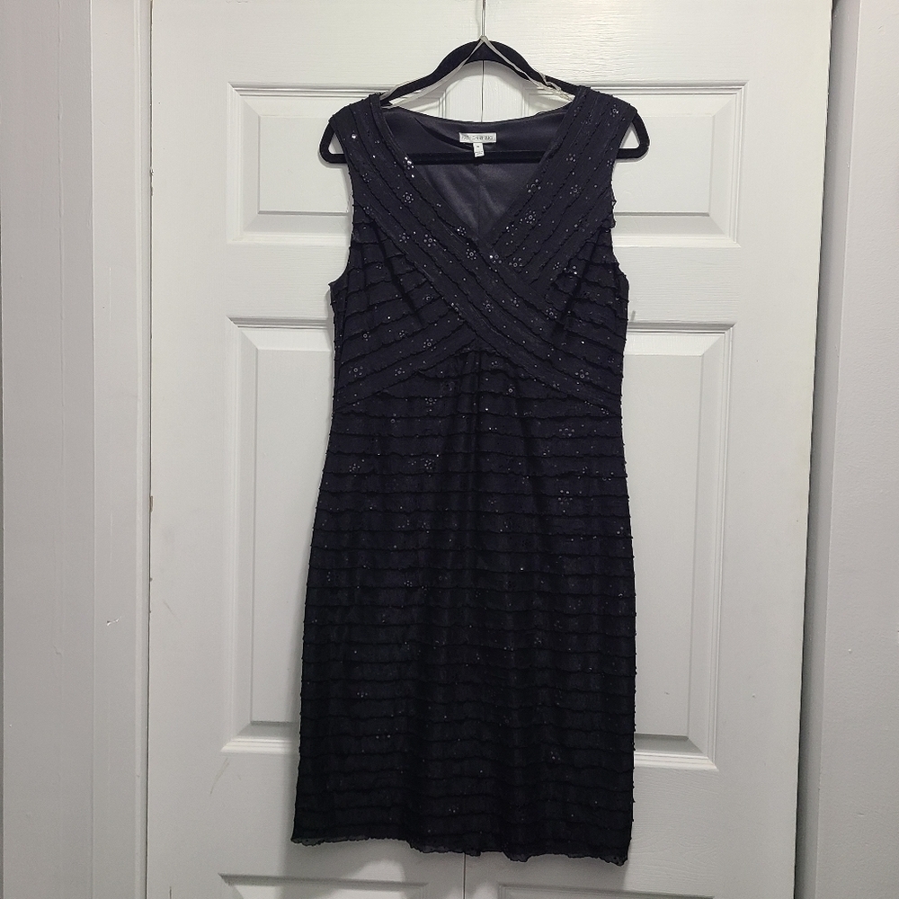Fashion Bug sparkly tiered ruffles size 10 little black dress